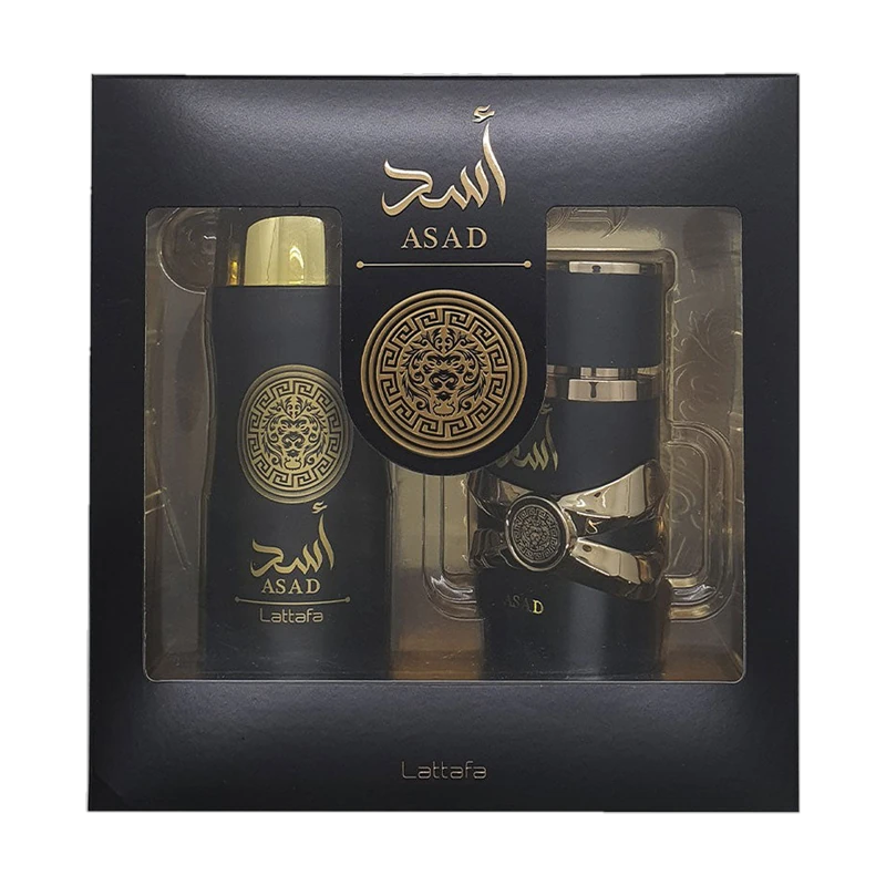 Lattafa - Asad Set EDP 100ml + Body Spray 200ml con su caja