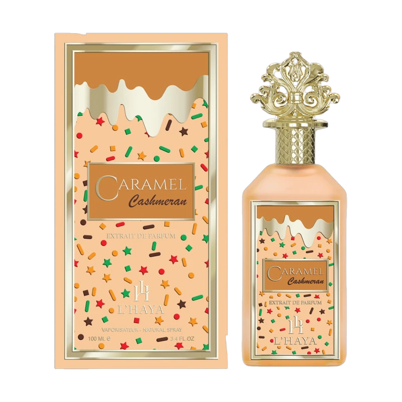 L'Haya - Caramel Cashmeran Extrait de Parfum 100ml con su caja